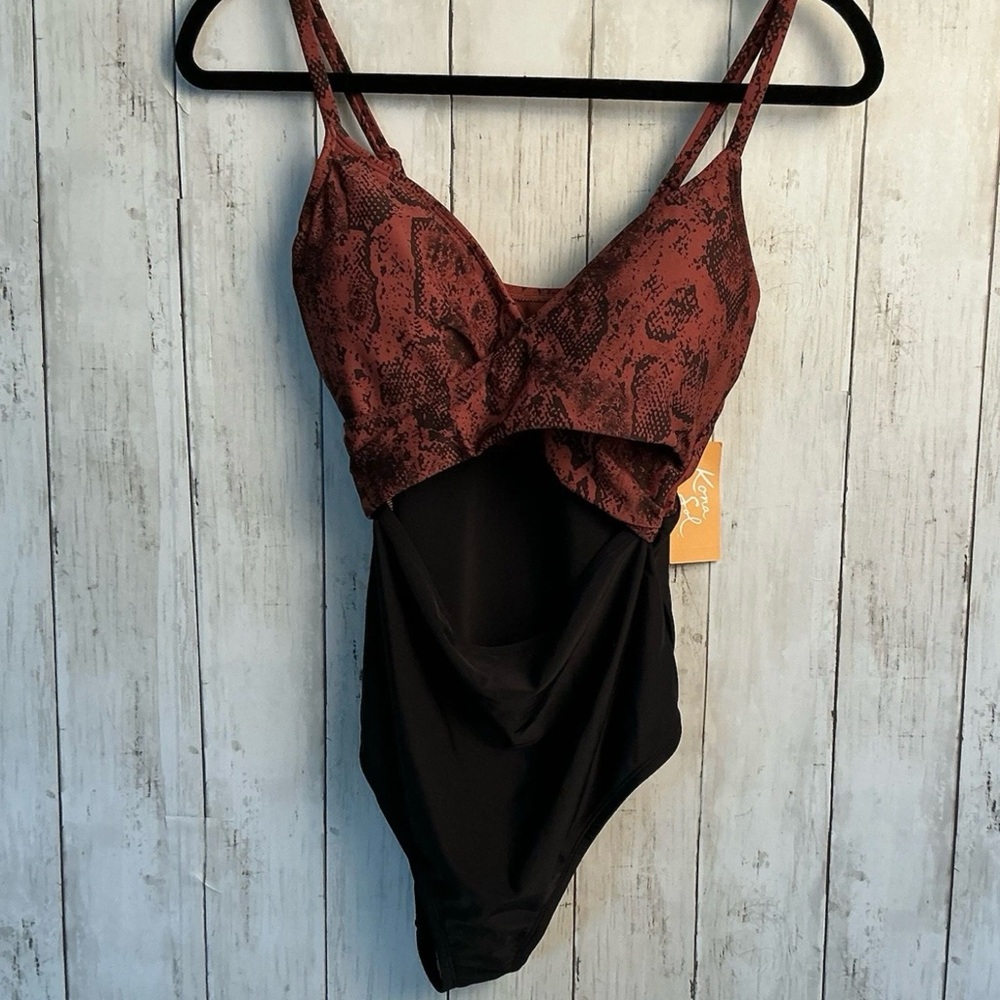 Kona Sol Red and Black One Piece Swimsuit